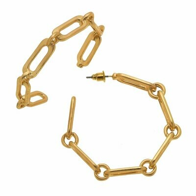 Nora Frozen Chain Link Hoop Earrings in Matte Gold