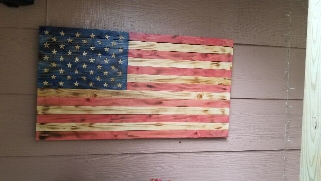 Large wooden American flag
