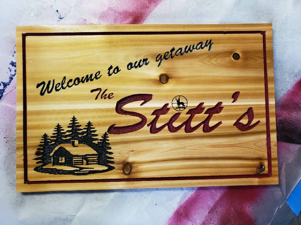 Large custom cedar name sign
