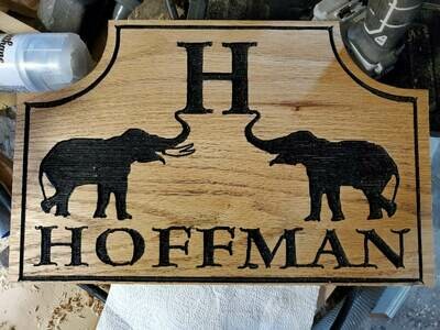 Large custom oak name sign