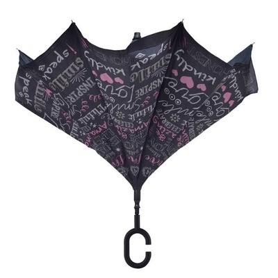 Ins Inverted Umbrella Pink Black Words