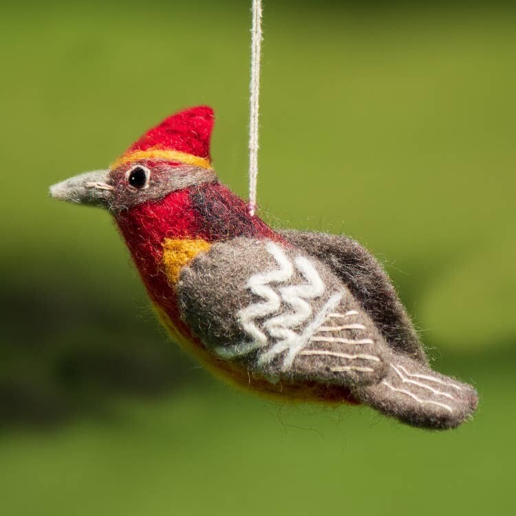 dZi Handmade Vermillion Flycatcher Woolie Bird