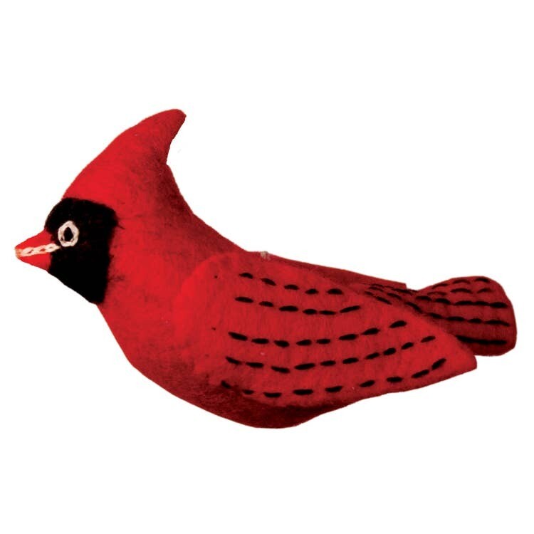 dZi Handmade Cardinal Woolie Bird