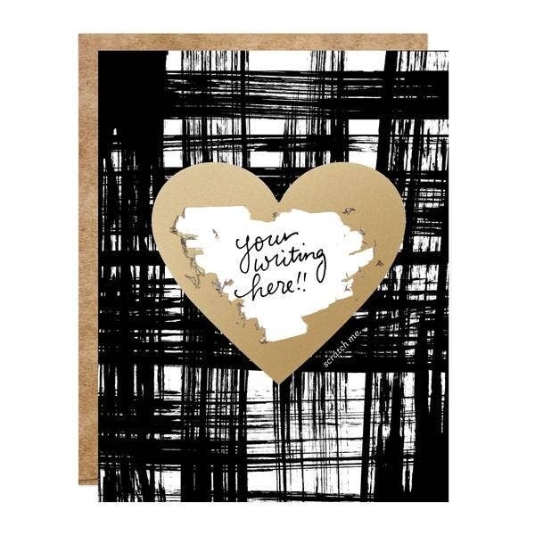 Inklings Paperie Brushy Gold Heart Scratch-off Card