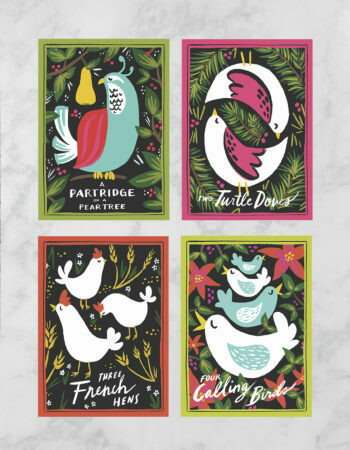 Idlewild Oversized 12 Days of Christmas Postcards- Set of 12
