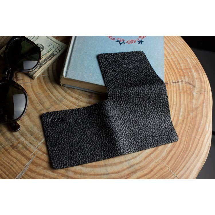 Black L Shape Minimal Leather Wallet