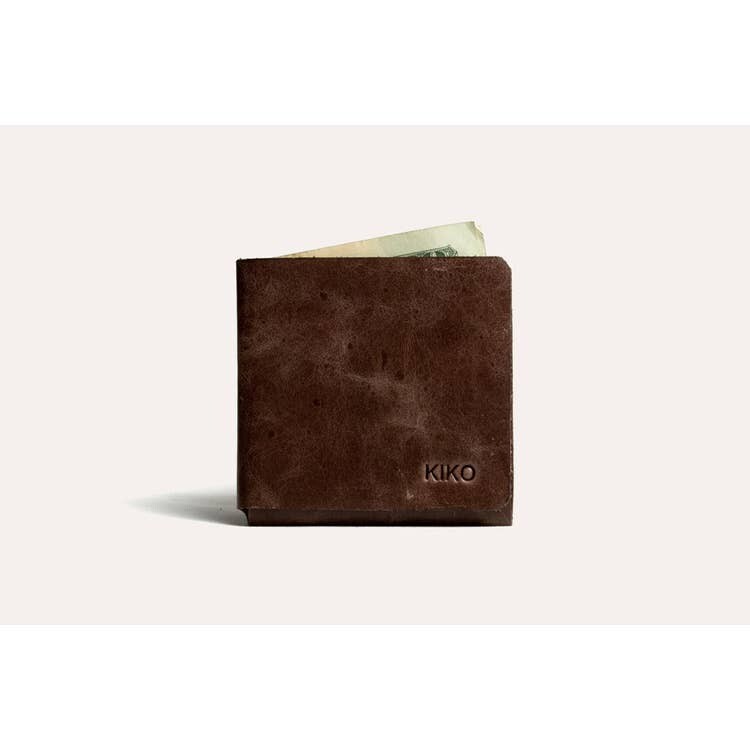 Brown L Shape Minimal Leather Wallet