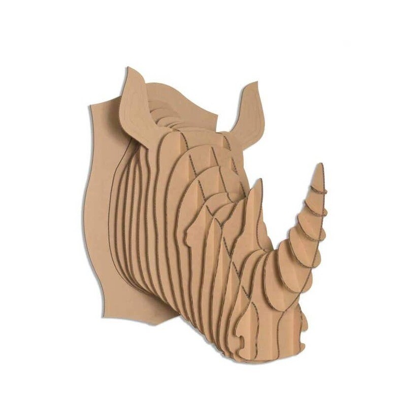 Cardboard Safari Robbie the XL Size Cardboard Rhino Head - Brown