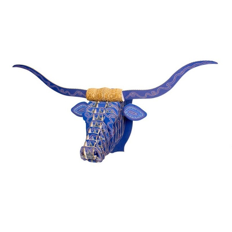 Cardboard Safari Leah Longhorn Medium Cardboard Printed Animal Heads