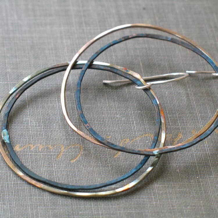 Two Tone 2 Patina Hoops