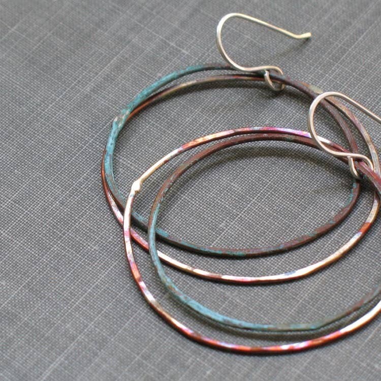 Two Tone 1 Patina Hoops
