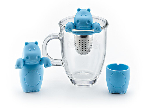 D&B Andrew Hippo Tea Strainer Silicone Stainless with Bowl