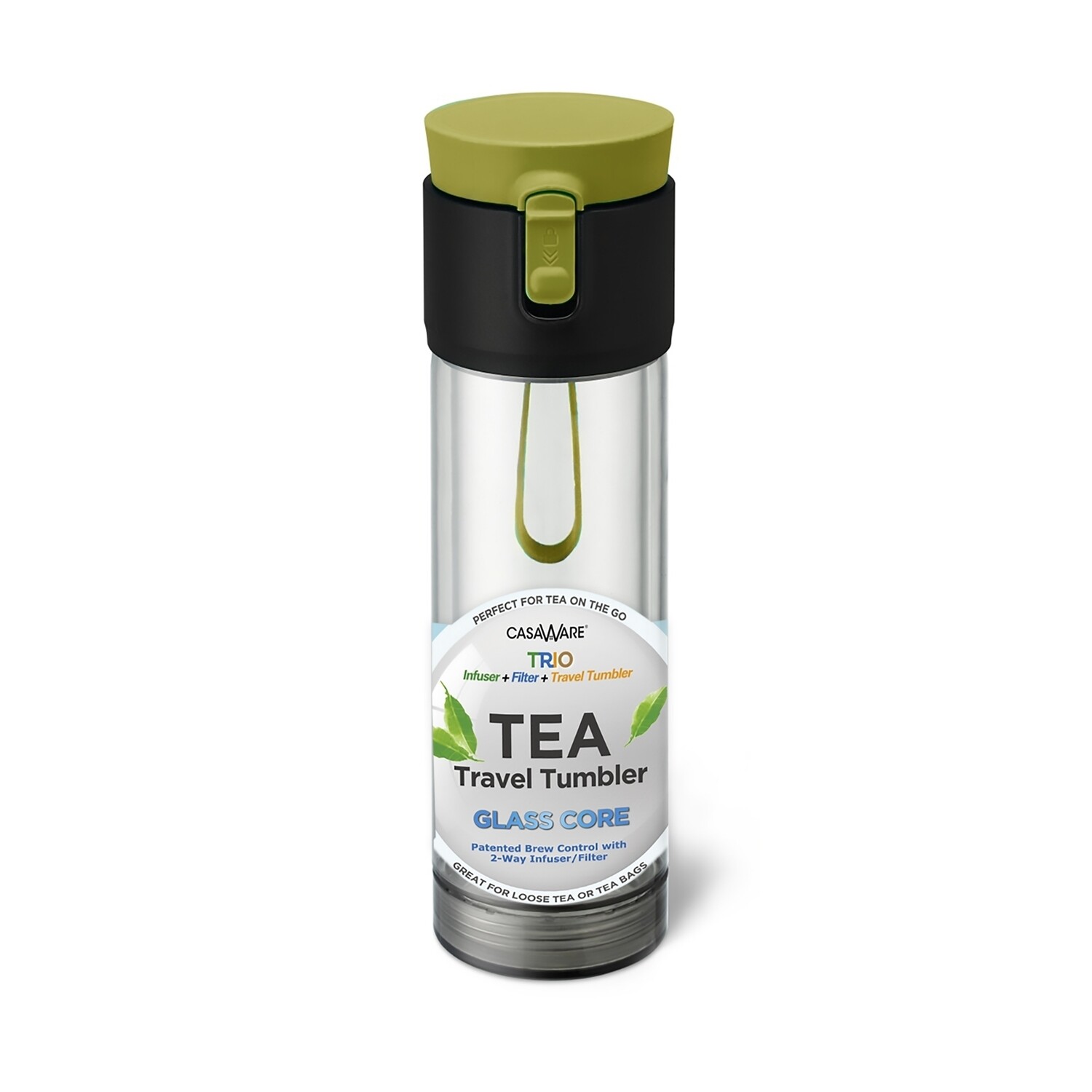 12 oz Trio Clear Tea Travel Tumbler Green Lid