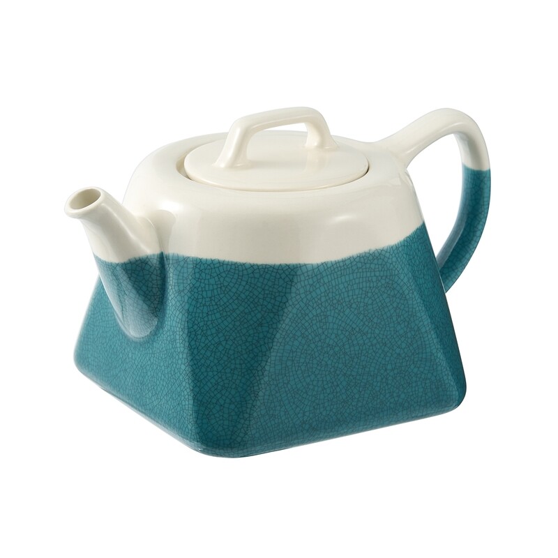 Casaware 34 oz Turq Teapot Crackle Glaze