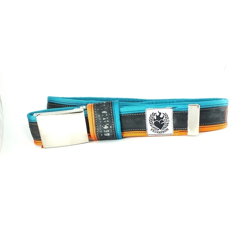 Felvarrom Recycled Bike Tube Belt Turquoise/ Orange