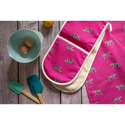 Double Oven Mitt Pink Leopard