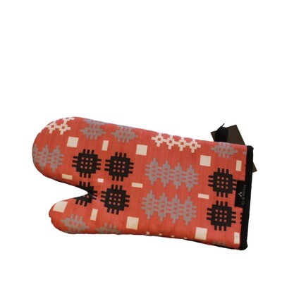 Welsh Tapestry Print Oven Mitt Hearth Red