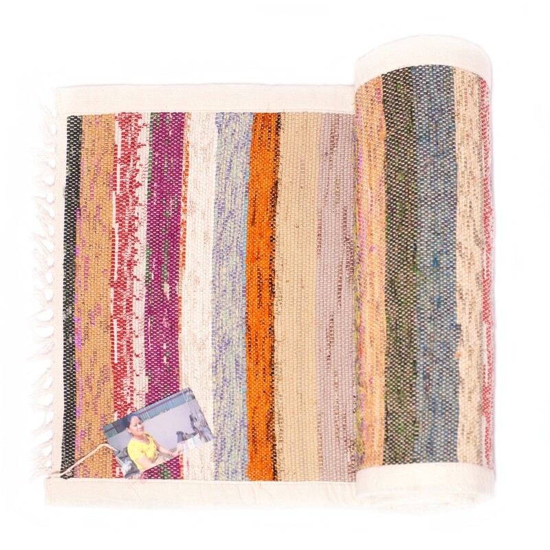 Local Women’s Handicrafts Upcycled Sari Table Runner 113 x 14 inches