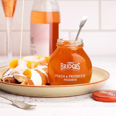 Peach & Prosecco Preserves Mrs. Bridges 10.5 Glass Jar