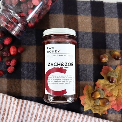 Cranberry Zach & Zoe Infused Honey 16 oz Jar