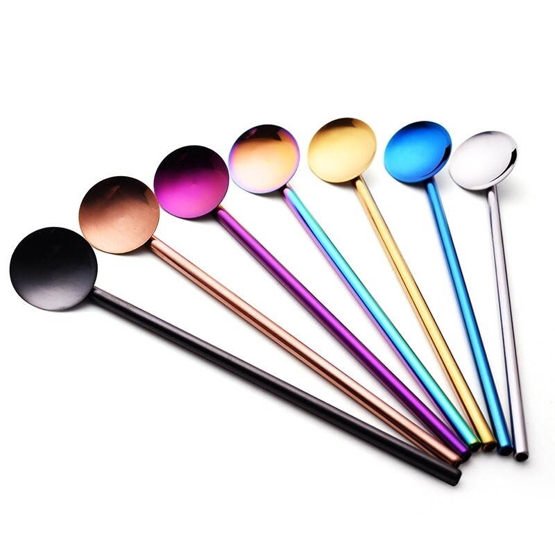 Rainbow Spoon Straw Reusable Stainless Steel Straw