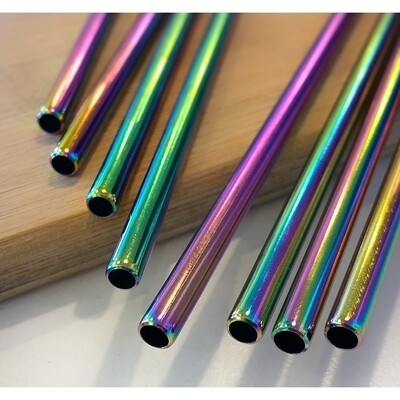Rainbow Reusable Straight Stainless Steel Straw