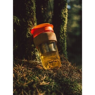 SoleCup 18oz Glass & Cork Tea Infuser Travel Mug 