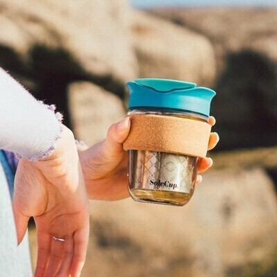 SoleCup 12oz Tea Infuser Glass & Cork Travel Mug 