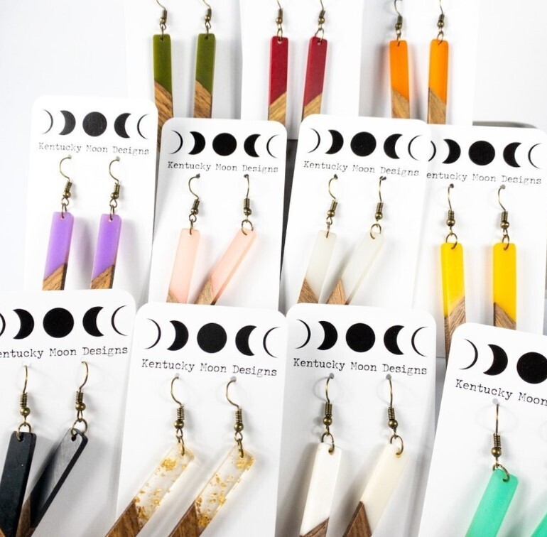 Kentucky Moon Boho Resin & Wood Long Earrings