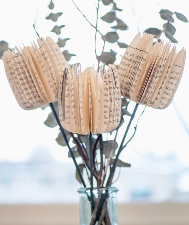 Root to Vine Book Pages Paper Tulip Flowers