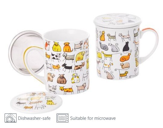 D&B Herb Tea Mug Dodo & Bodo with Strainer & Lid