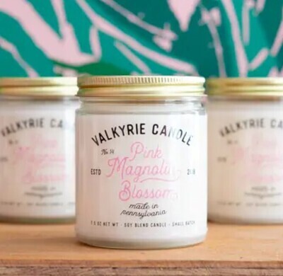 Pink Magnolia Blossom Candle