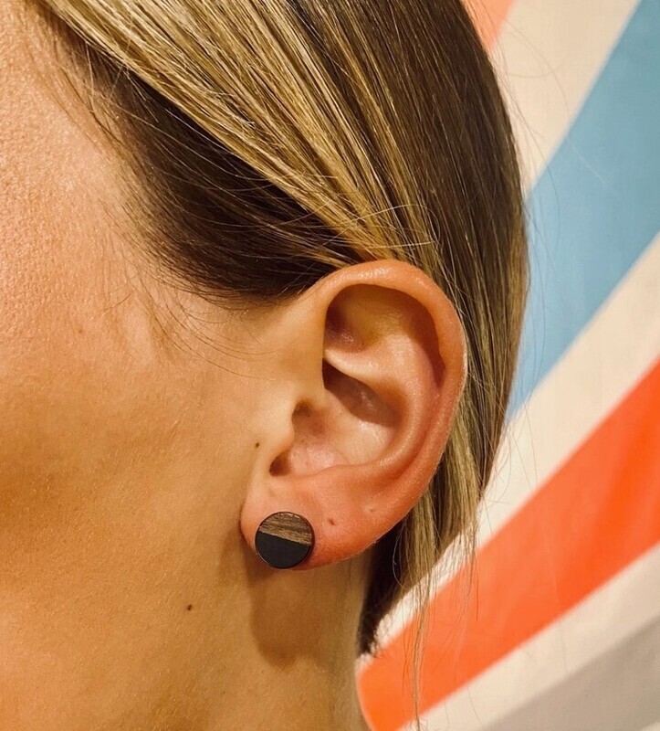 Kentucky Moon Boho Resin & Wood Stud Earring