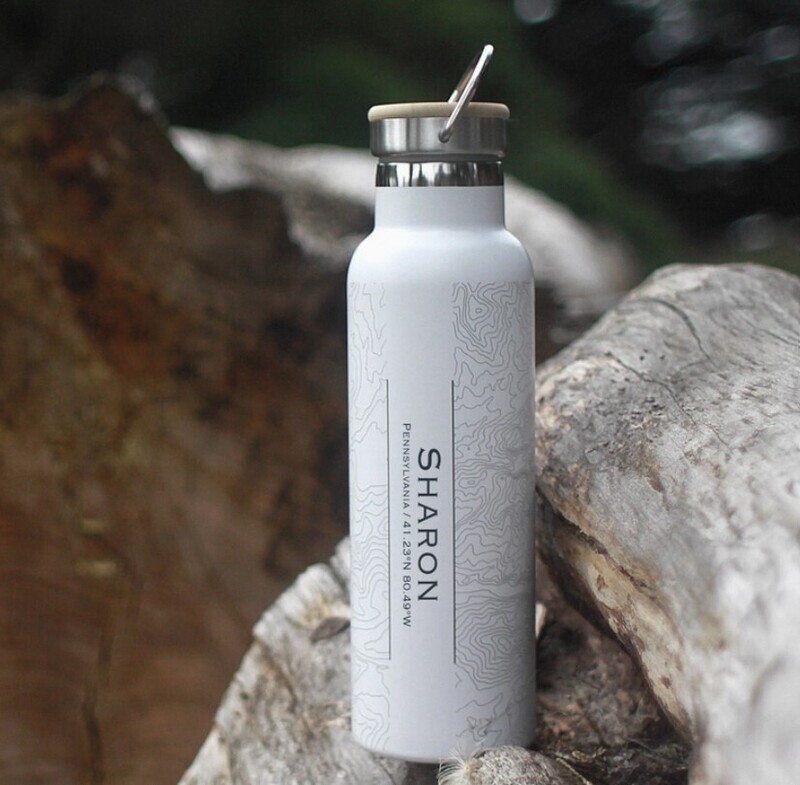 JACE.design Sharon PA Map Bottle with Bamboo Top