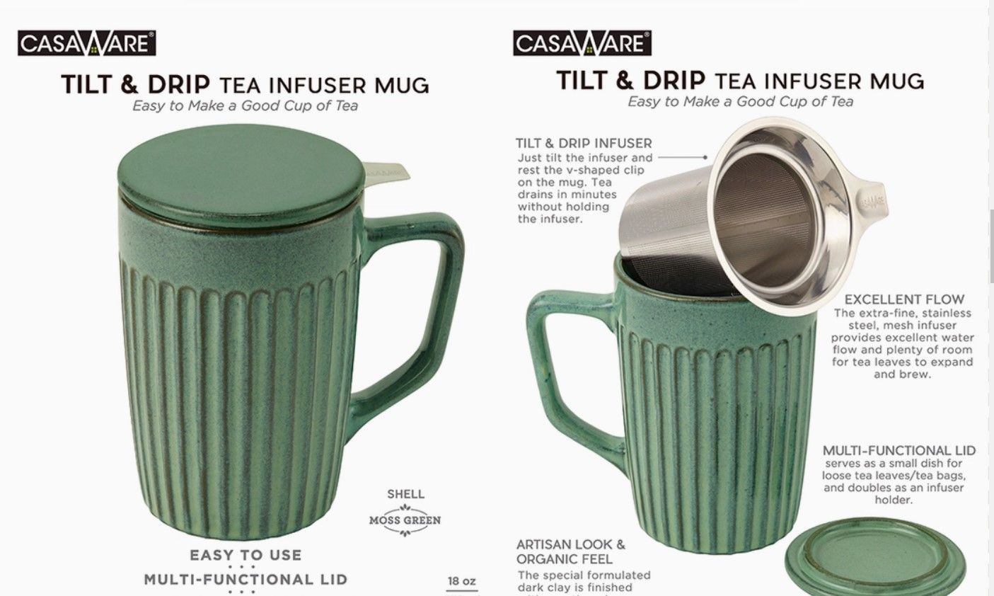 Casaware Tilt & Drip Tea Infuser Mugs 