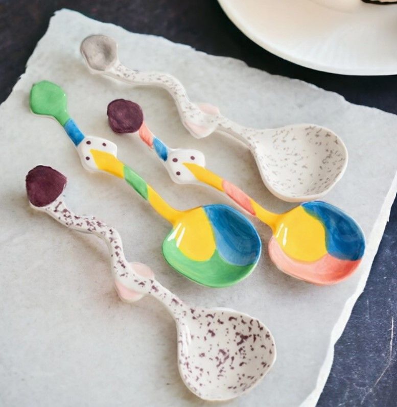 Homerely Irregular Design Ceramic Soup Spoons