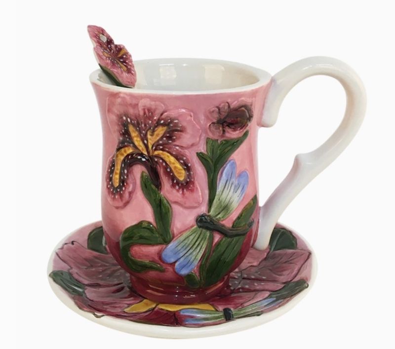 Blue Sky Clayworks Plum Iris Teacup Set