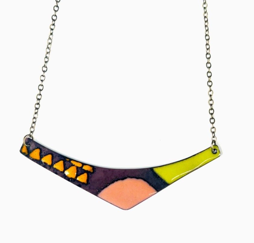 Courtney Fischer Abstract Curved Enamel Necklace
