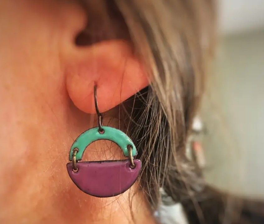 Courtney Fischer Aqua and Purple Arch Earrings