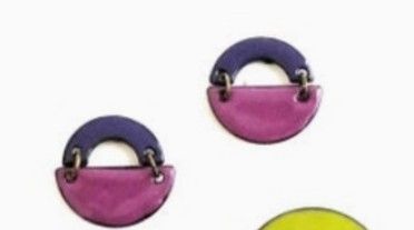 Courtney Fischer Arch Enamel Earrings Purple 3/4 Inch