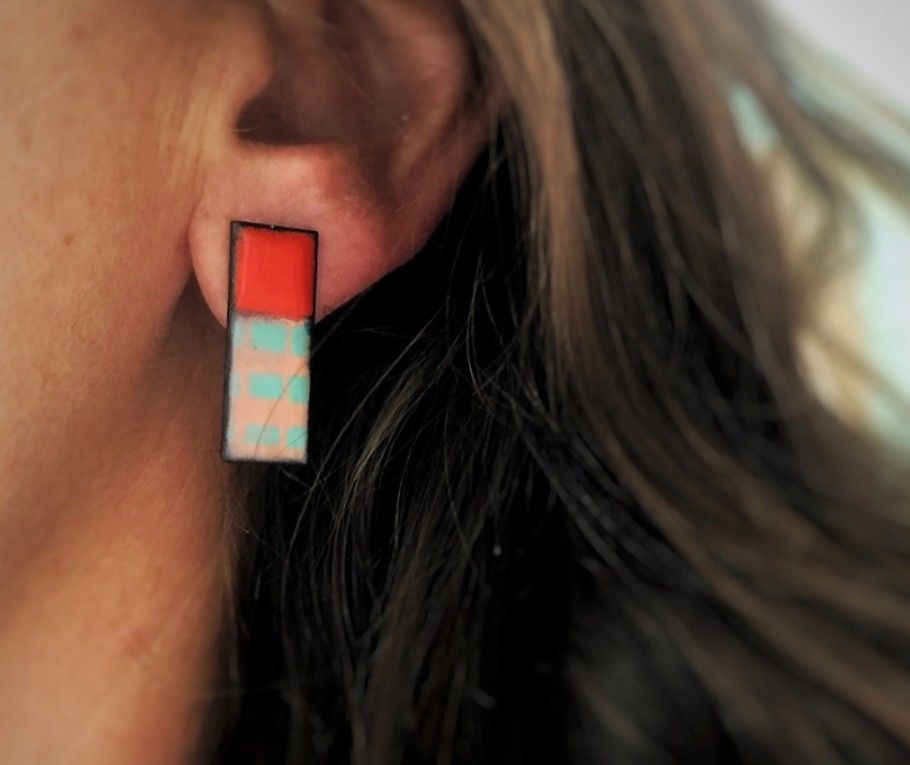 Courtney Fischer Colorful Enamel Rectangle Studs