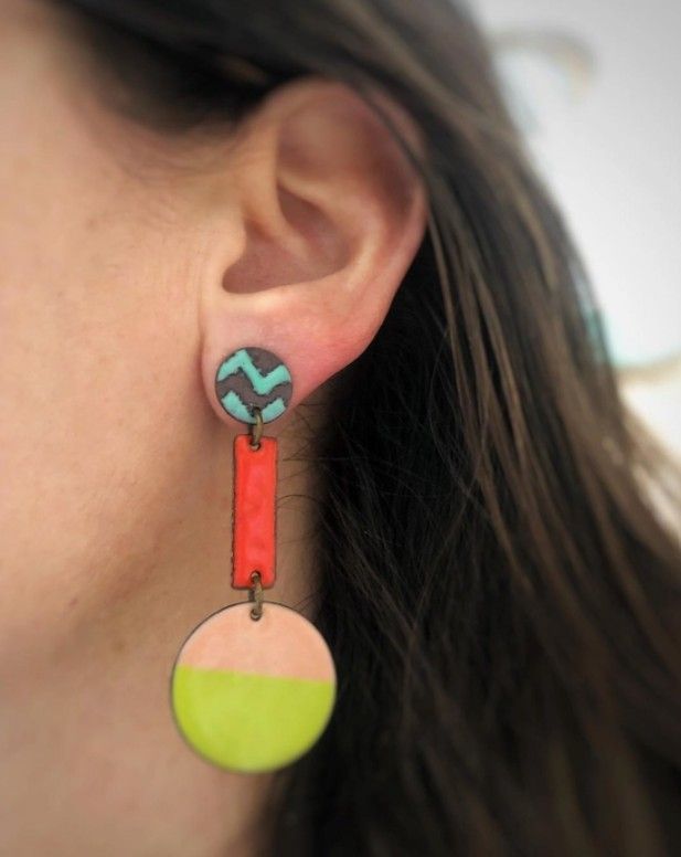 Courtney Fischer Colorful Enamel Dangle Earrings