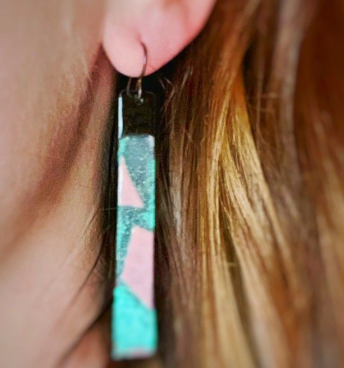 Courtney Fischer Enamel and Patina Rectangle Earrings