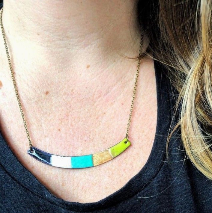 Courtney Fischer Crescent Reversible Enamel Necklace