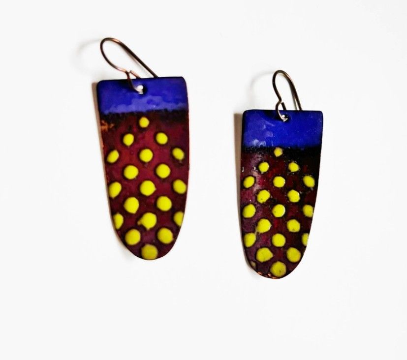 Courtney Fischer Grape Purple and Chartreuse Earrings