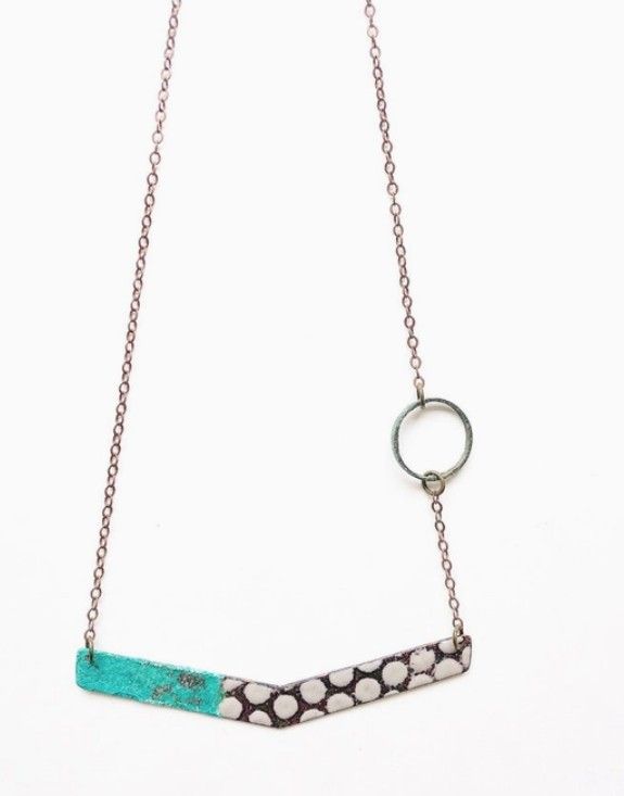 Courtney Fischer Grey and Patina Enamel Necklace