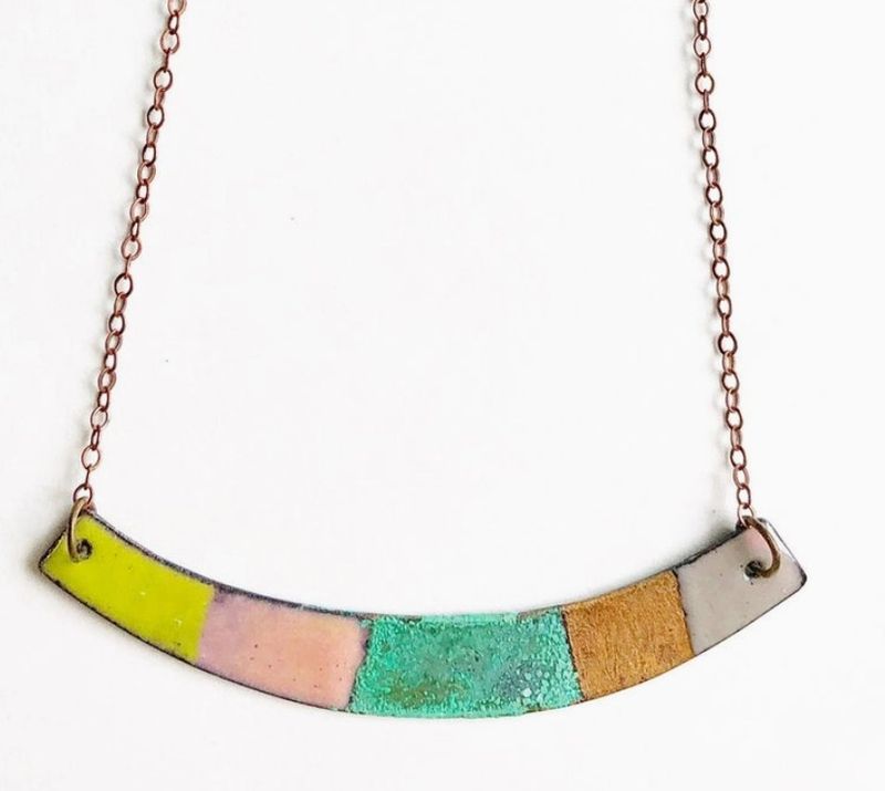 Courtney Fischer Multicolor Enamel Reversible Necklace