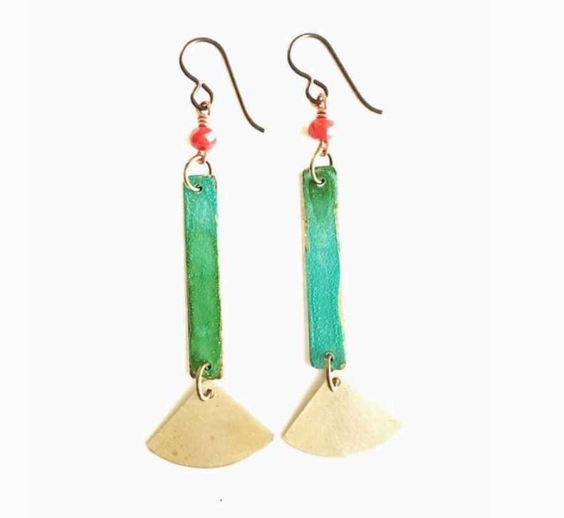 Courtney Fischer Patina and Brass Earrings