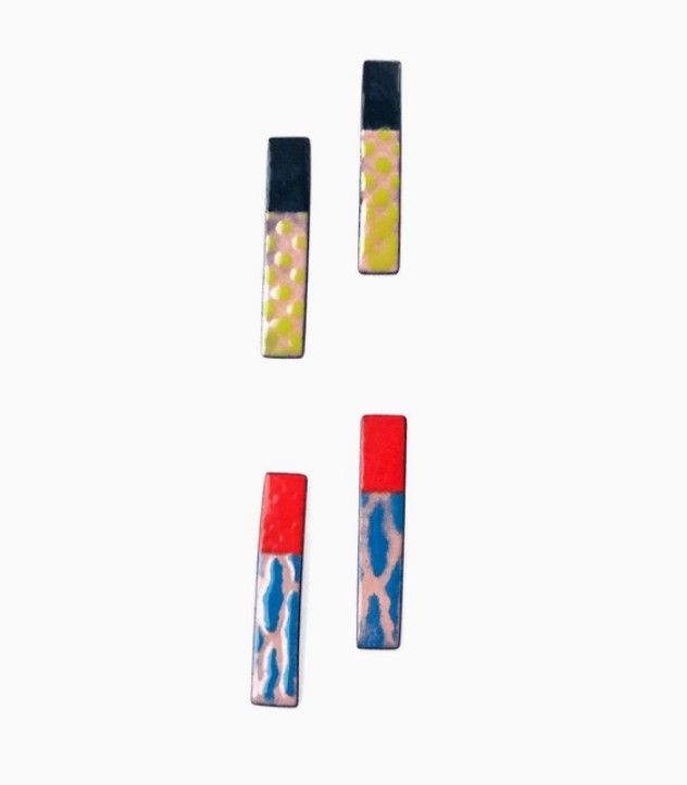 Courtney Fischer Rectangle Enamel Stud Earrings