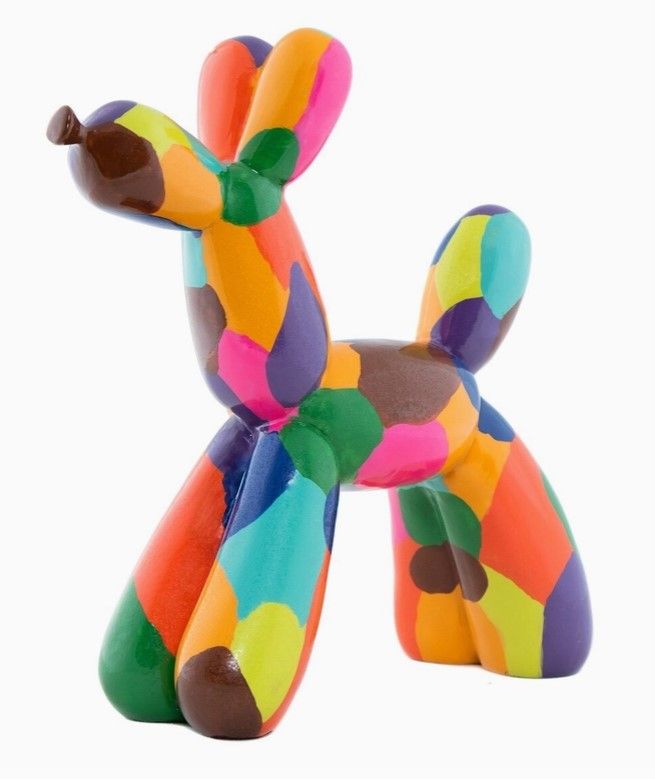 Interior Illusions Plus Hand Painted Artist Multi Color Resin Dog Sculpture 12" Tall